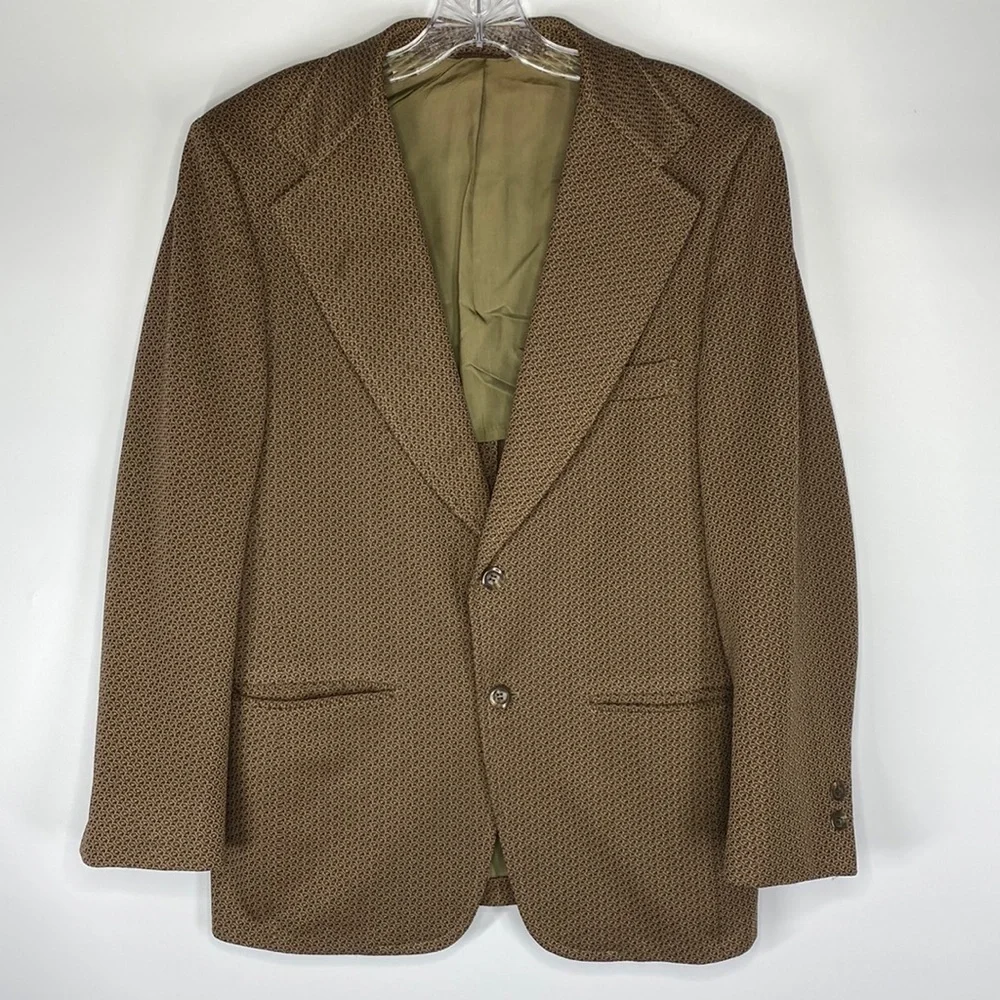 Vintage Cesare Larini E Figlio Brown Suit Jacket Coat Size 42 Short 70s